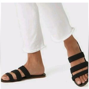 Rothy's Triple Band Sandals Slip-On Womens Shoes Black Size 11.5